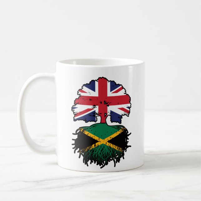 Mug drapeau jamaïcain britannique des racines d'arbre (Gauche)
