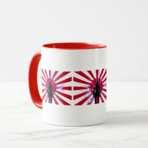 Mug Drapeau japonais et guerrier samouraï du Soleil Le
