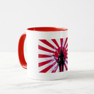 Mug Drapeau japonais et guerrier Sun Samurai émergent