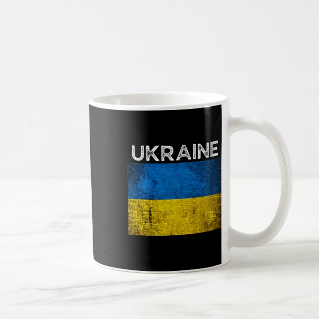 Mug Drapeau jaune bleu ukrainien avec le mot Ukraine e (Droite)