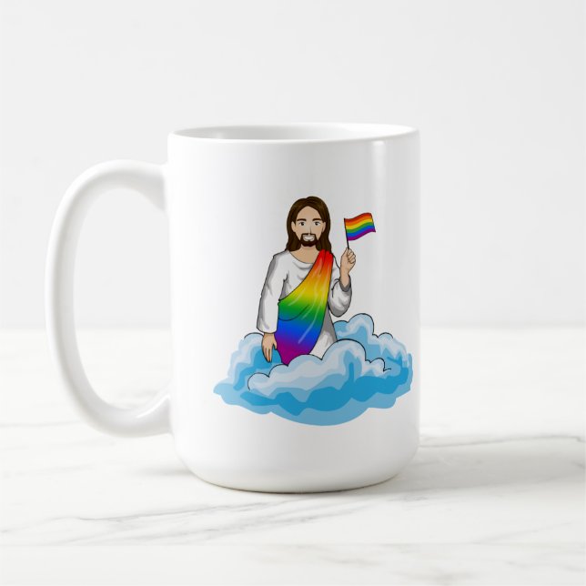 Mug Drapeau Jésus arc-en-ciel (Gauche)
