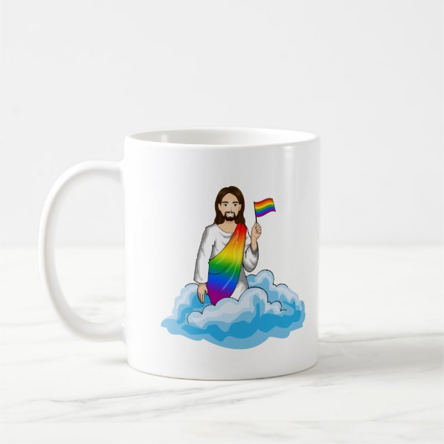 Mug Drapeau Jésus arc-en-ciel (Gauche)