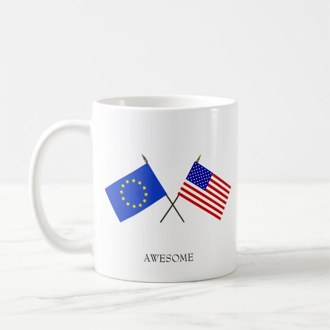 Mug Drapeau modifiable de l'Europe & Drapeau des Etats (Gauche)
