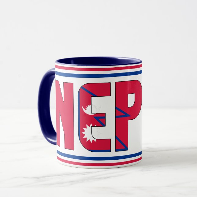 Mug Drapeau national des Îles du Népal Café patriotiqu (Devant gauche)