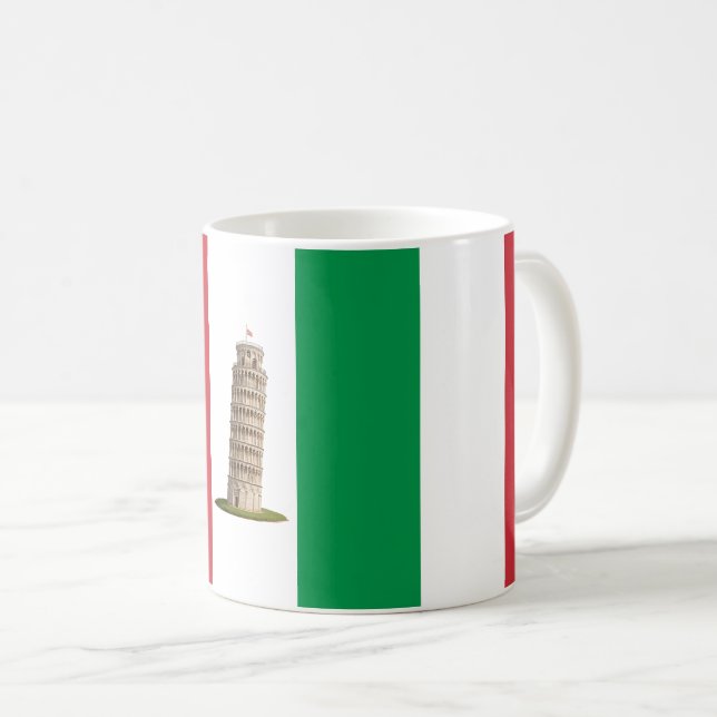 Mug drapeau national italien, vert blanc et rouge. (Devant droit)