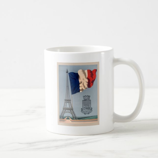 Mug Drapeau national vintage et Tour Eiffel (Droite)