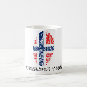 Mug Drapeau norvégien d'empreinte digitale de contact