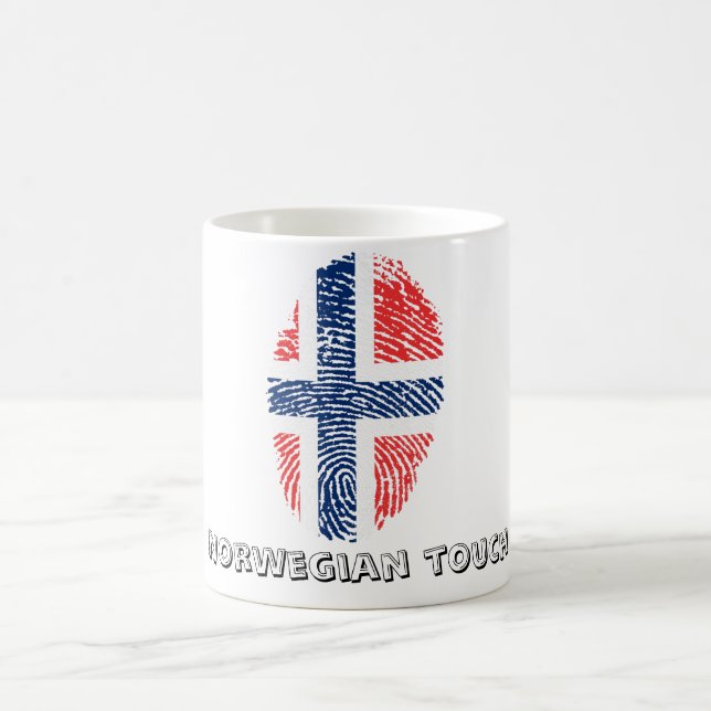 Mug Drapeau norvégien d'empreinte digitale de contact (Centre)