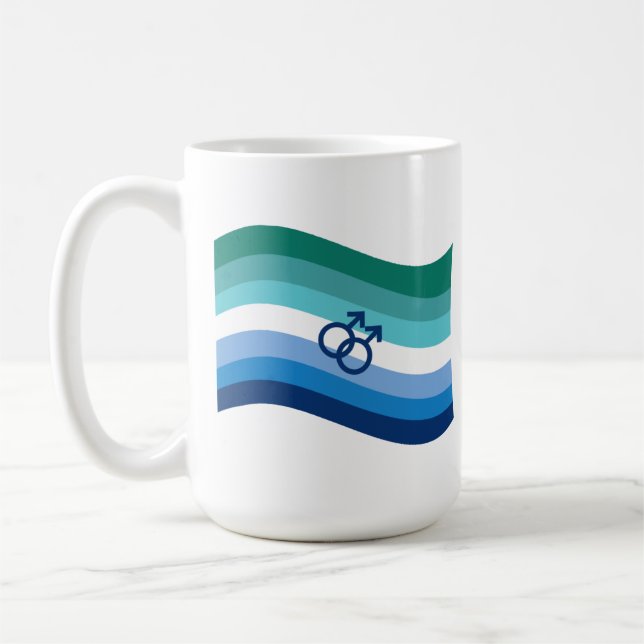 Mug Drapeau ondulé azur de la fierté de l'amour gay ma (Gauche)