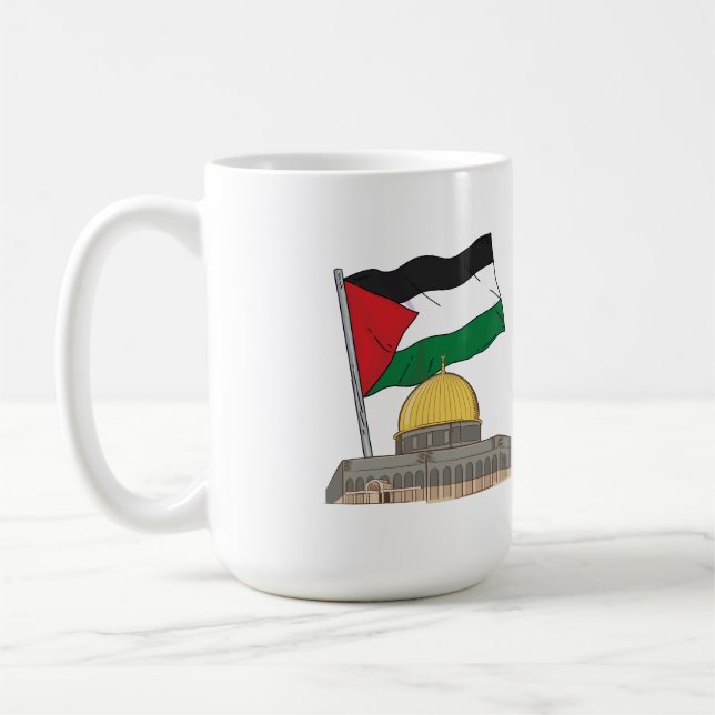 Mug Drapeau palestinien au-dessus du Dôme de la Mosqué (Gauche)