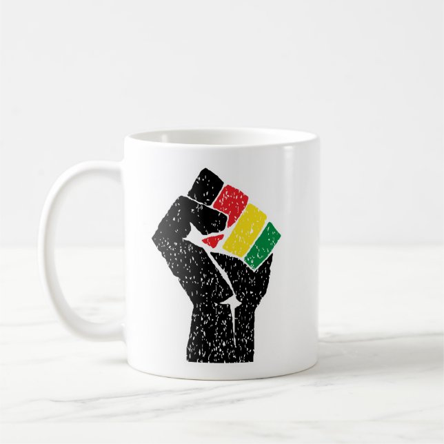 Mug Drapeau panafricain Poing, histoire noire afro-amé (Gauche)