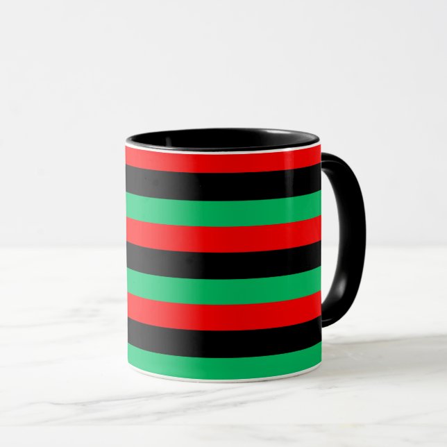 Mug Drapeau panafricain Rouge noir Vert rayures (Devant droit)