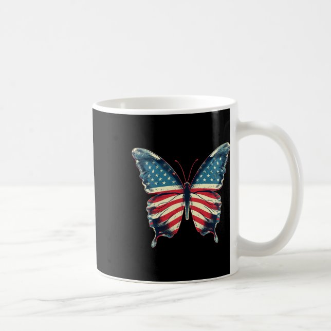 Mug Drapeau Papillon Usa Drapeau Vintage mignon Améric (Droite)
