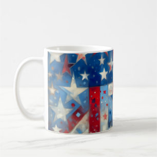 Mug Drapeau Patriotique rouge blanc et bleu Abstrait a