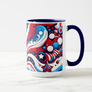 Mug Drapeau Patriotique rouge blanc et bleu Abstrait a
