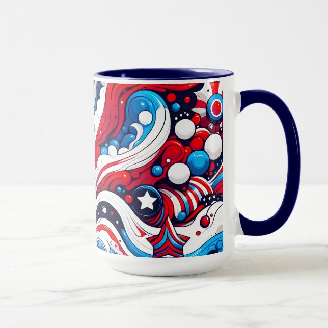 Mug Drapeau Patriotique rouge blanc et bleu Abstrait a (Droite)