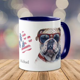 Mug Drapeau Patriotique USA Funny Bulldog