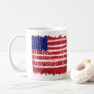 Mug Drapeau peint d'art populaire USA