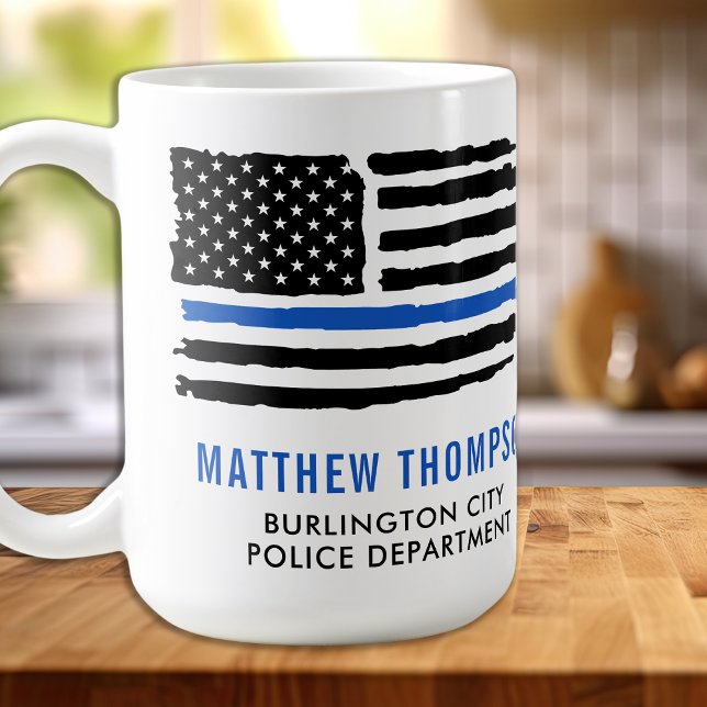 Mug Drapeau personnalisé de l'officier de police Ligne (Créateur téléchargé)