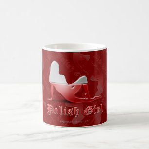 Mug Drapeau polonais de silhouette de fille