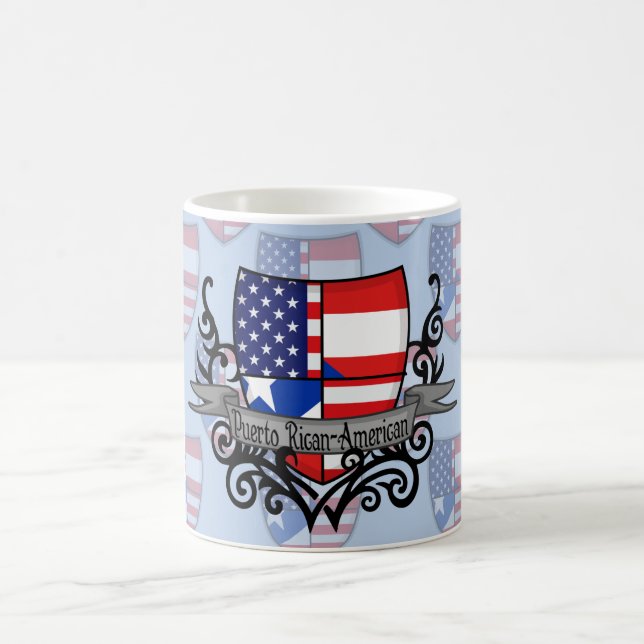 Mug Drapeau Rican-Américain de bouclier de Puerto (Centre)
