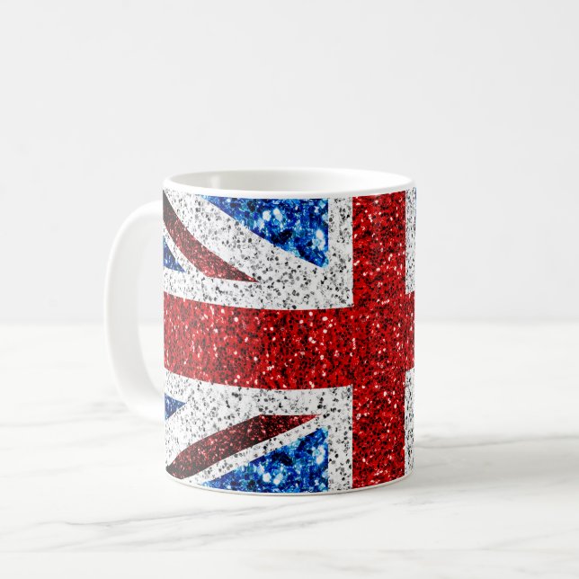 Mug Drapeau rouge bleu blanc brillant parties scintill (Devant gauche)
