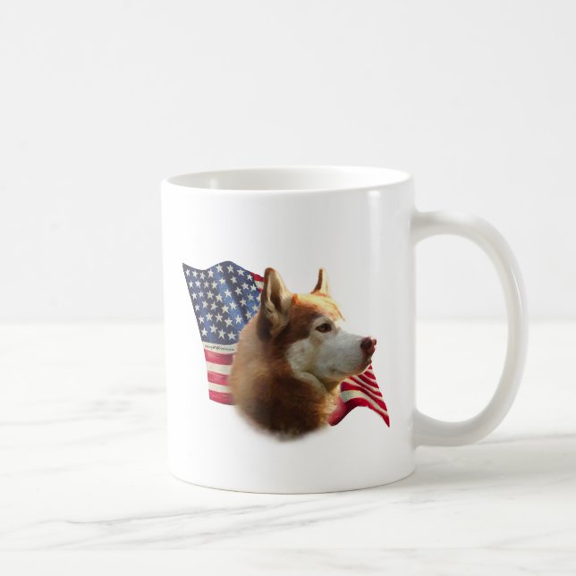 Mug Drapeau rouge sibérien Husky (Droite)