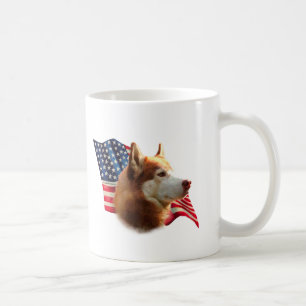 Mug Drapeau sibérien Husky (rouge)