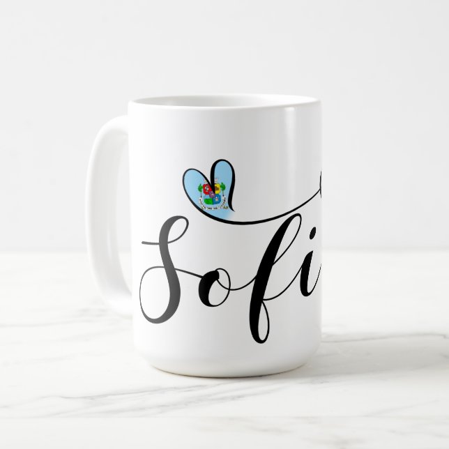 Mug Drapeau Sofia, Je Coeur Sofia, Bulgarie (Devant gauche)
