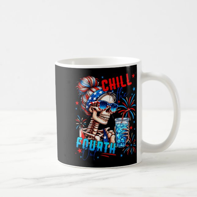 Mug Drapeau squelette drôle 4 juillet mignon chill the (Droite)