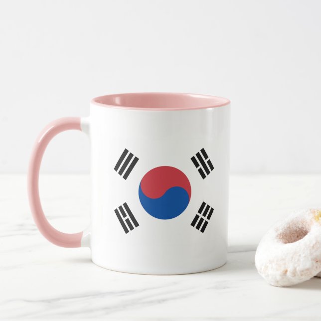 Mug Drapeau sud-coréen - Corée - Taegeukgi - 대 한 민 국 의 (Avec donut)