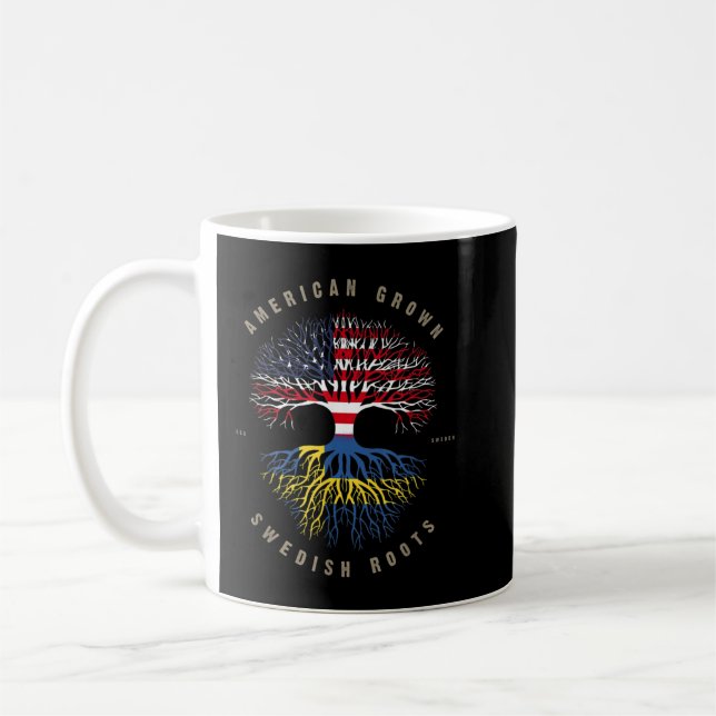 Mug Drapeau suédois américain cultivé racines suédoise (Gauche)