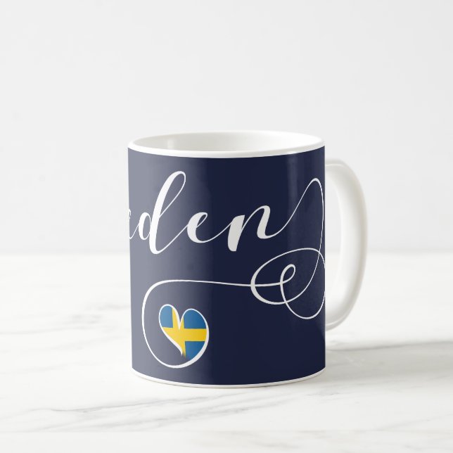 Mug Drapeau suédois Design cardiaque, Suède (Devant droit)