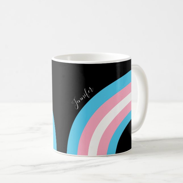 Mug Drapeau Transgenre Rainbow Pride personnalisé noir (Devant droit)