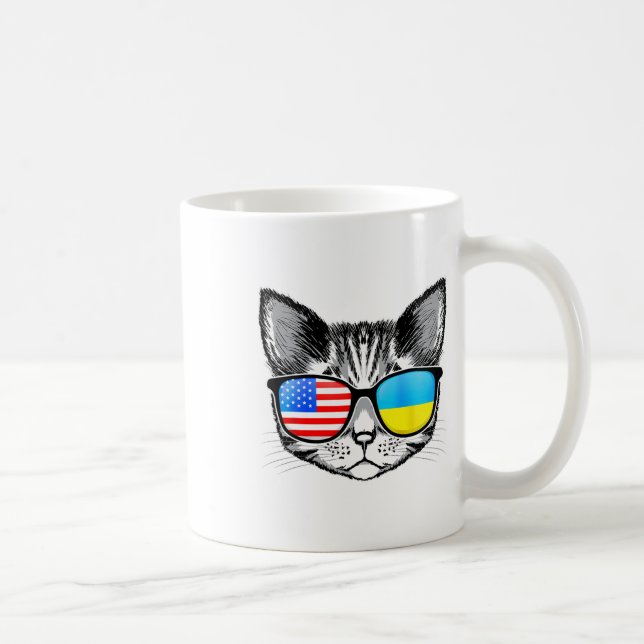 Mug Drapeau Ukraine États-Unis Racines Chat Ukrainien  (Droite)