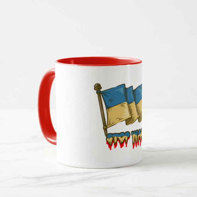 Mug Drapeau ukrainien : Arrêtez la guerre  (Devant gauche)
