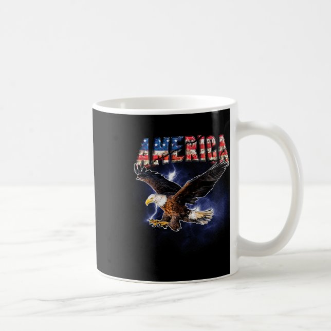Mug Drapeau Usa Amérique Fonte Aigle Flashes Pour Homm (Droite)