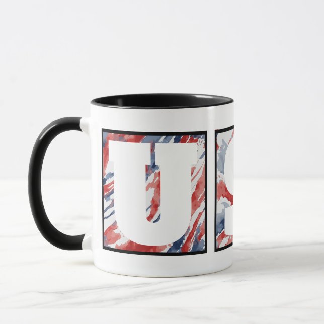 Mug Drapeau "USA" Aquarelle Abstraite Élégante (Gauche)