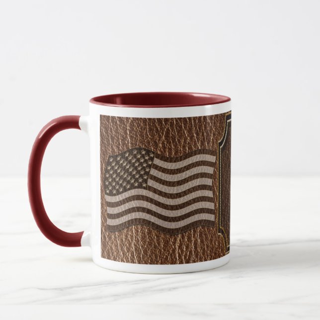 Mug Drapeau USA en cuir (Gauche)