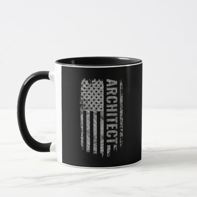 Mug Drapeau USA en détresse design Architecte (Gauche)