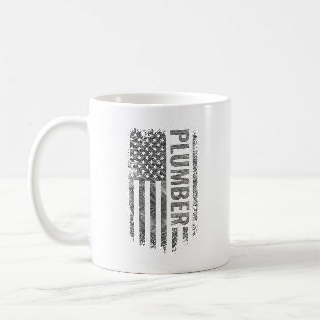 Mug Drapeau USA en détresse design pour plombier (Gauche)