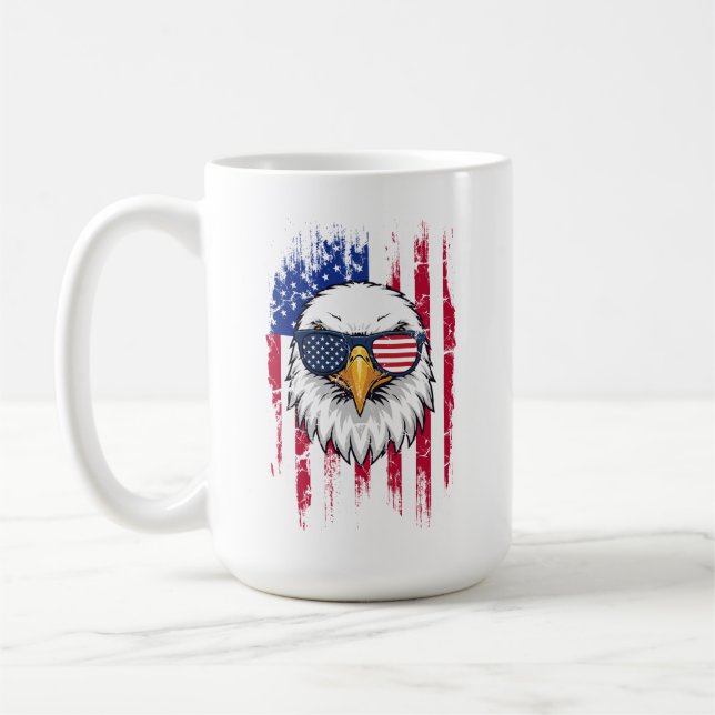 Mug Drapeau USA Et Aigle Américain Grunge (Gauche)