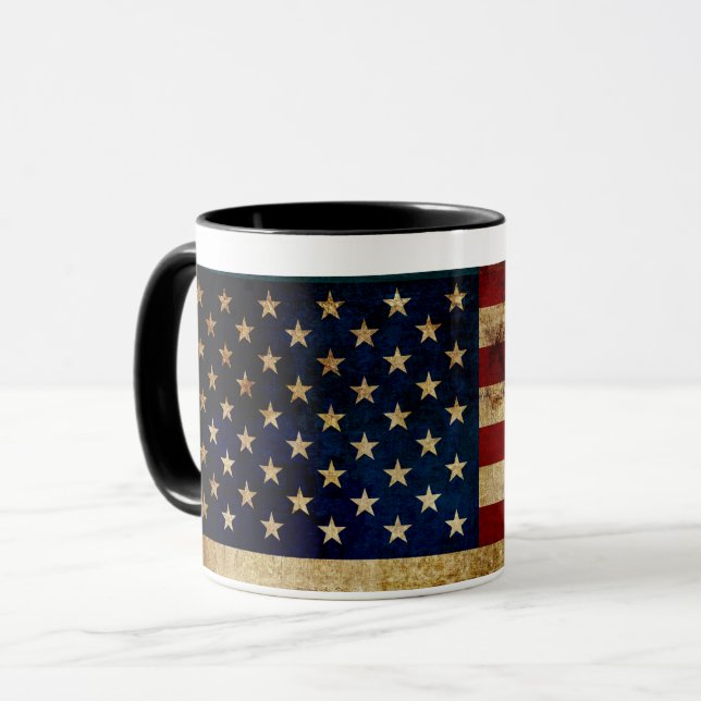 Mug Drapeau USA / Grunged (Devant gauche)