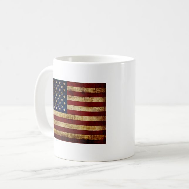 Mug Drapeau USA / Grunged (Devant gauche)