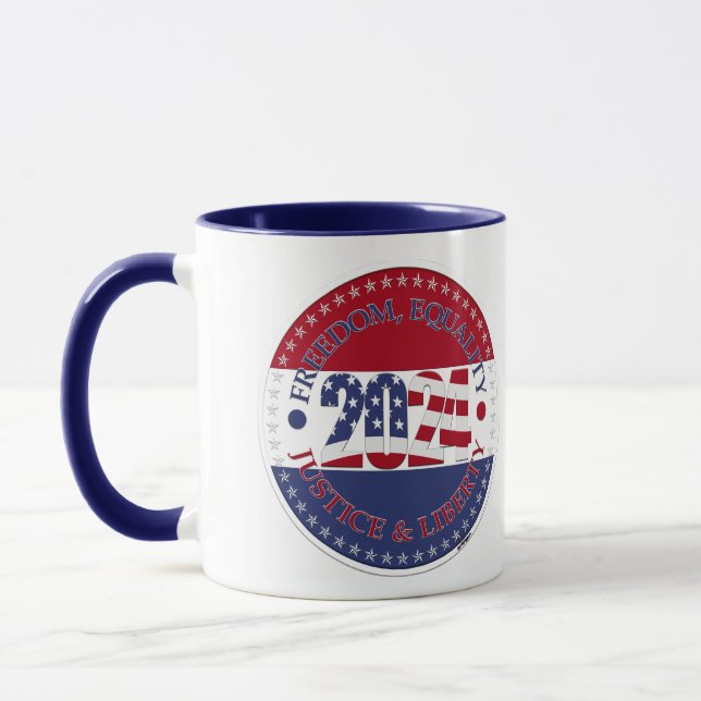 Mug Drapeau USA Liberté, Égalité, Justice 2024 (Gauche)