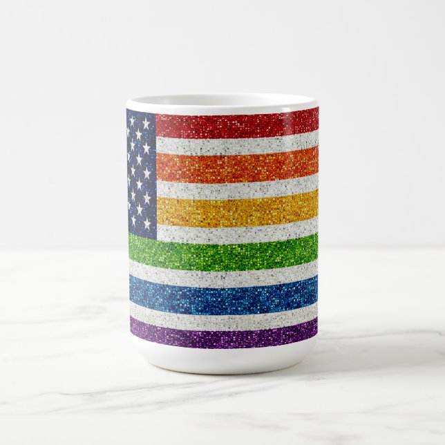 Mug Drapeau USA - Parties scintillant arc-en-ciel (Sty (Centre)