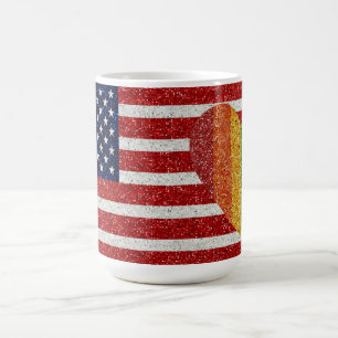 Mug Drapeau USA - Parties scintillant rouge blanc bleu