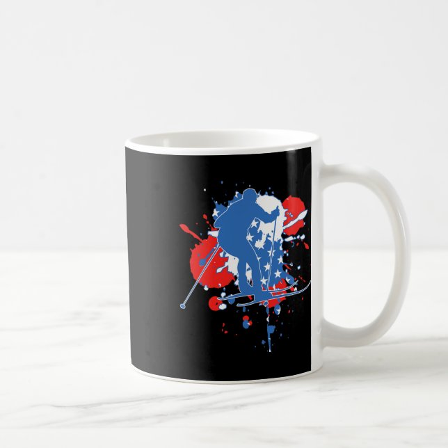 Mug Drapeau Usa Skieur - Ski De Fond Américain Pour (Droite)