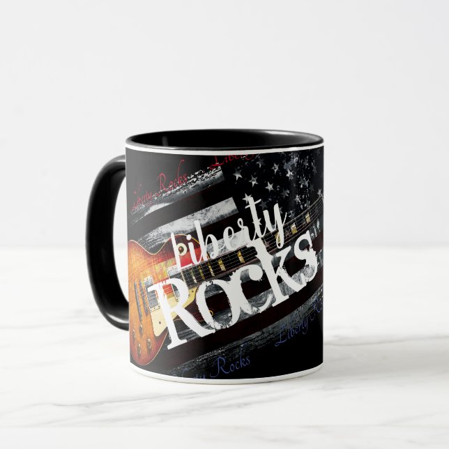 Mug Drapeau Vintage américain LIBERTY ROCKS (Devant gauche)