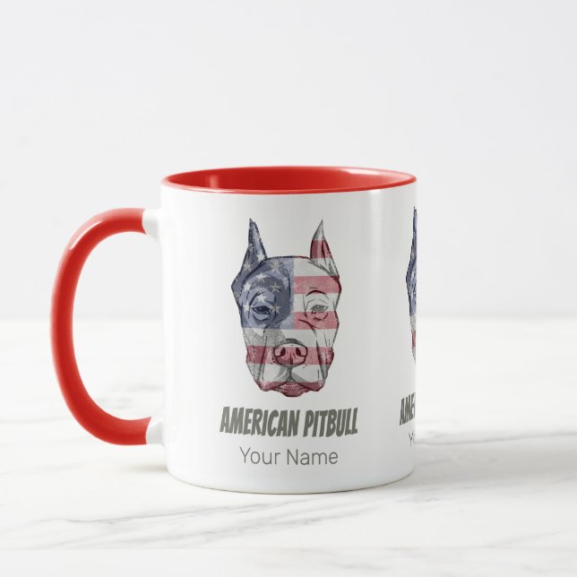 Mug Drapeau Vintage américain Pitbull Terrier Bully Ch (Gauche)